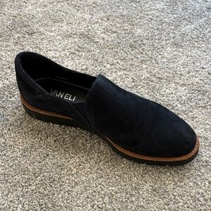 Vaneli Women’s Black Suede Slip-On Loafers